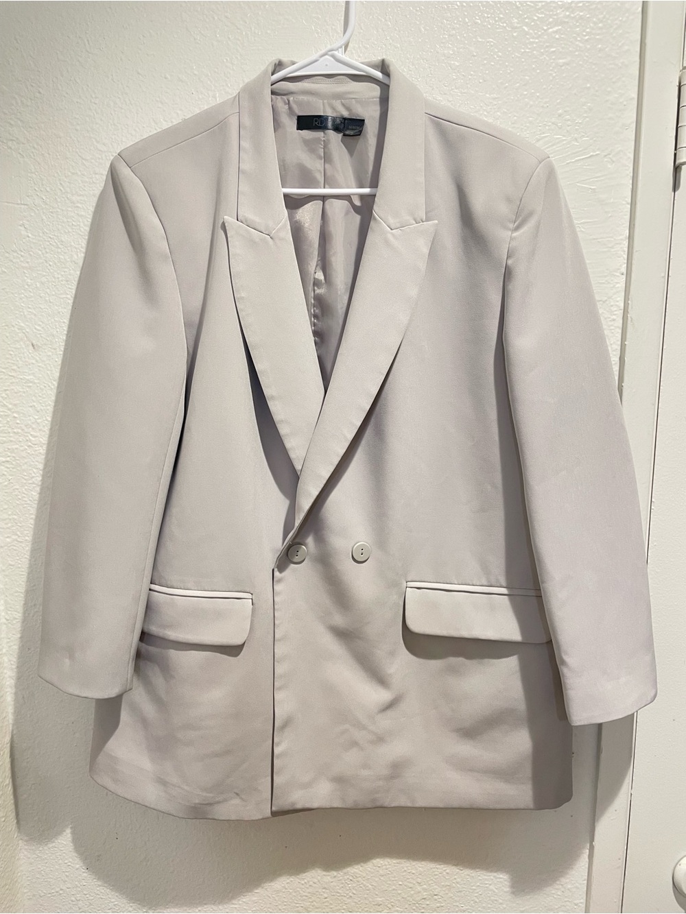 RDI Light Gray Oversized Boyfriend Double Breasted Blazer Jacket - Medium